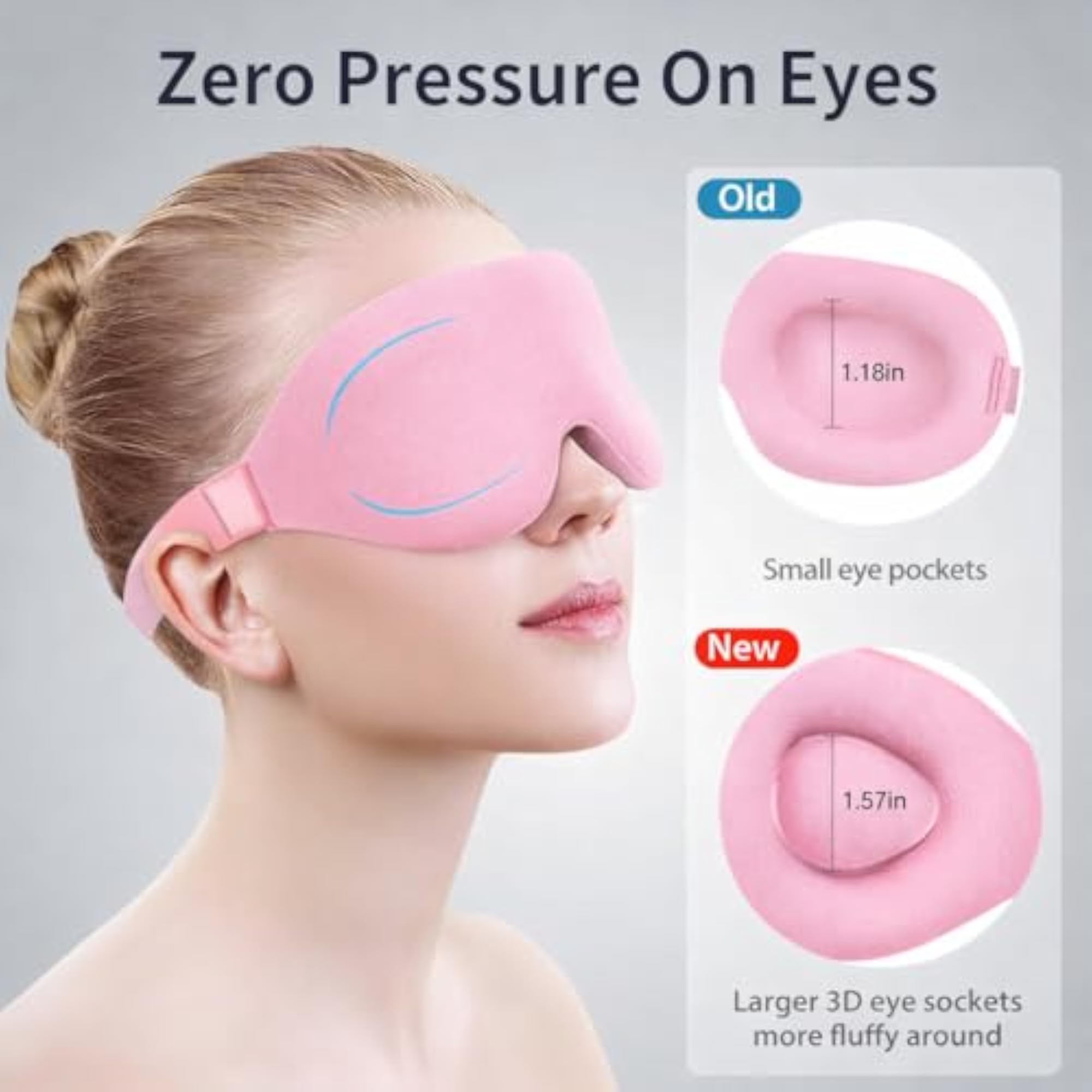 3D Contoured Eye Mask for Sleeping, Adjustable for Comfort
